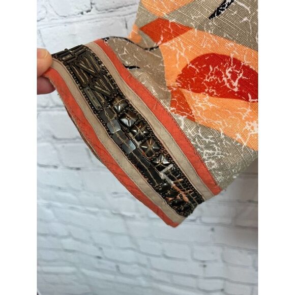 CHICO'S cotton beaded lined 3/4 sleeve jacket blazer size 3 16/18 XL - Picture 4 of 9